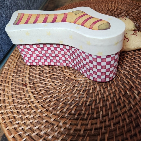 Vintage Cloth stocking ornament/pillows, Sock/Stocking Box Holiday Home Decor - Picture 5 of 6